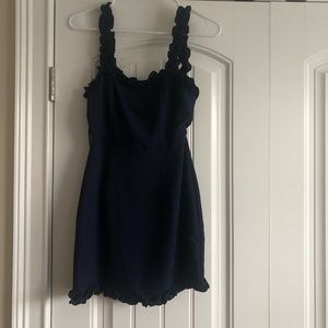 revolve arabella ruffle mini dress navy blue xs